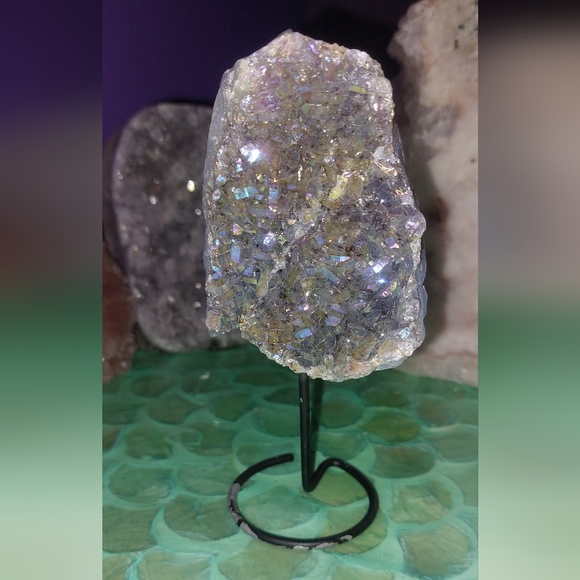 Titanium Amethyst Druzy on Stand - Picture 1 of 7